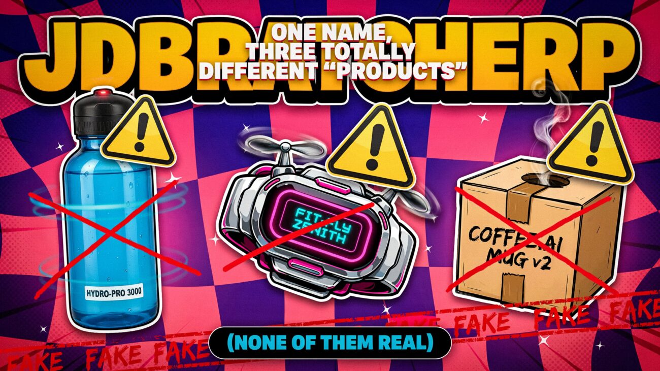 JDBRatcherP: One Name, Three Totally Different "Products" (None of Them Real)